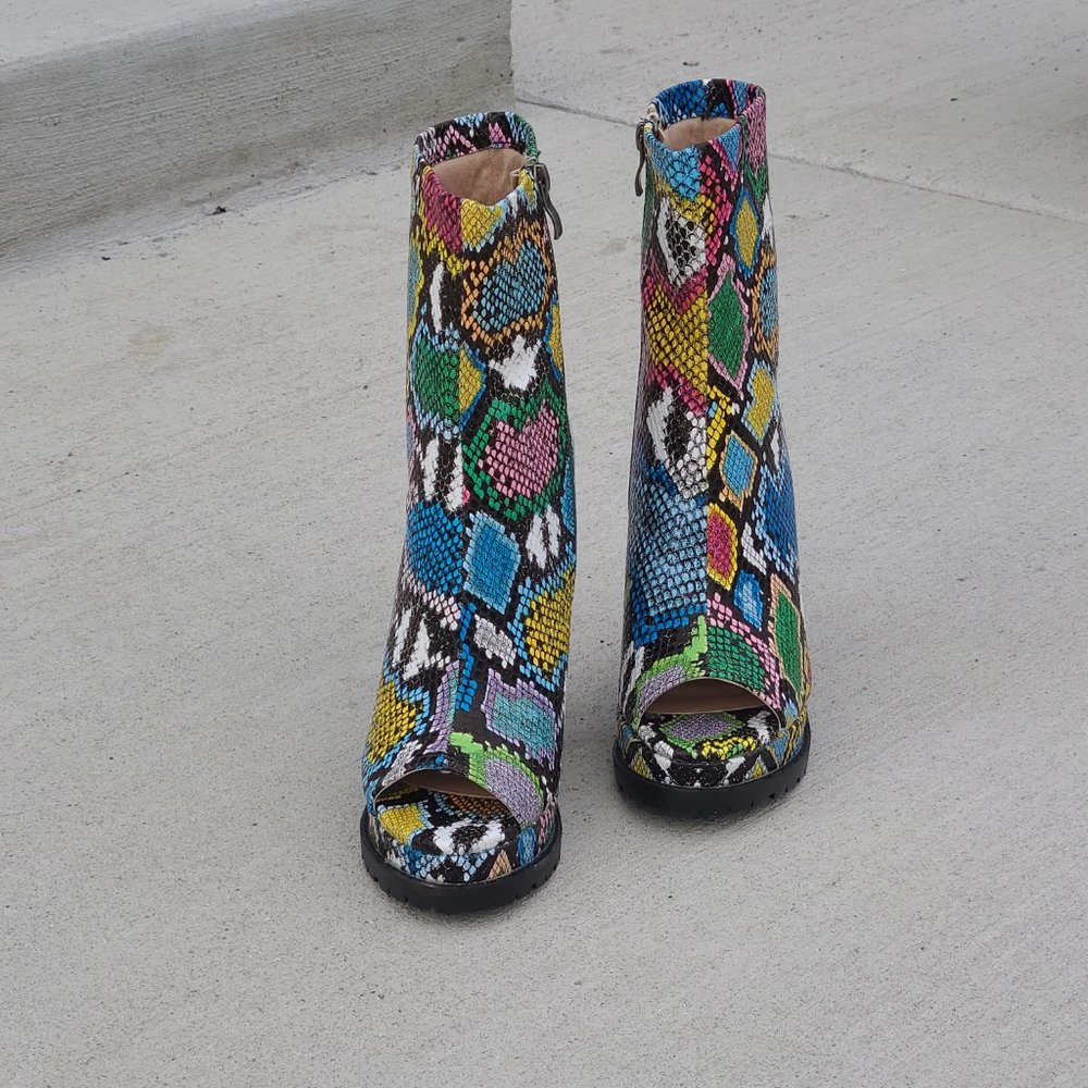 Multi-colored Peep Toe Boot